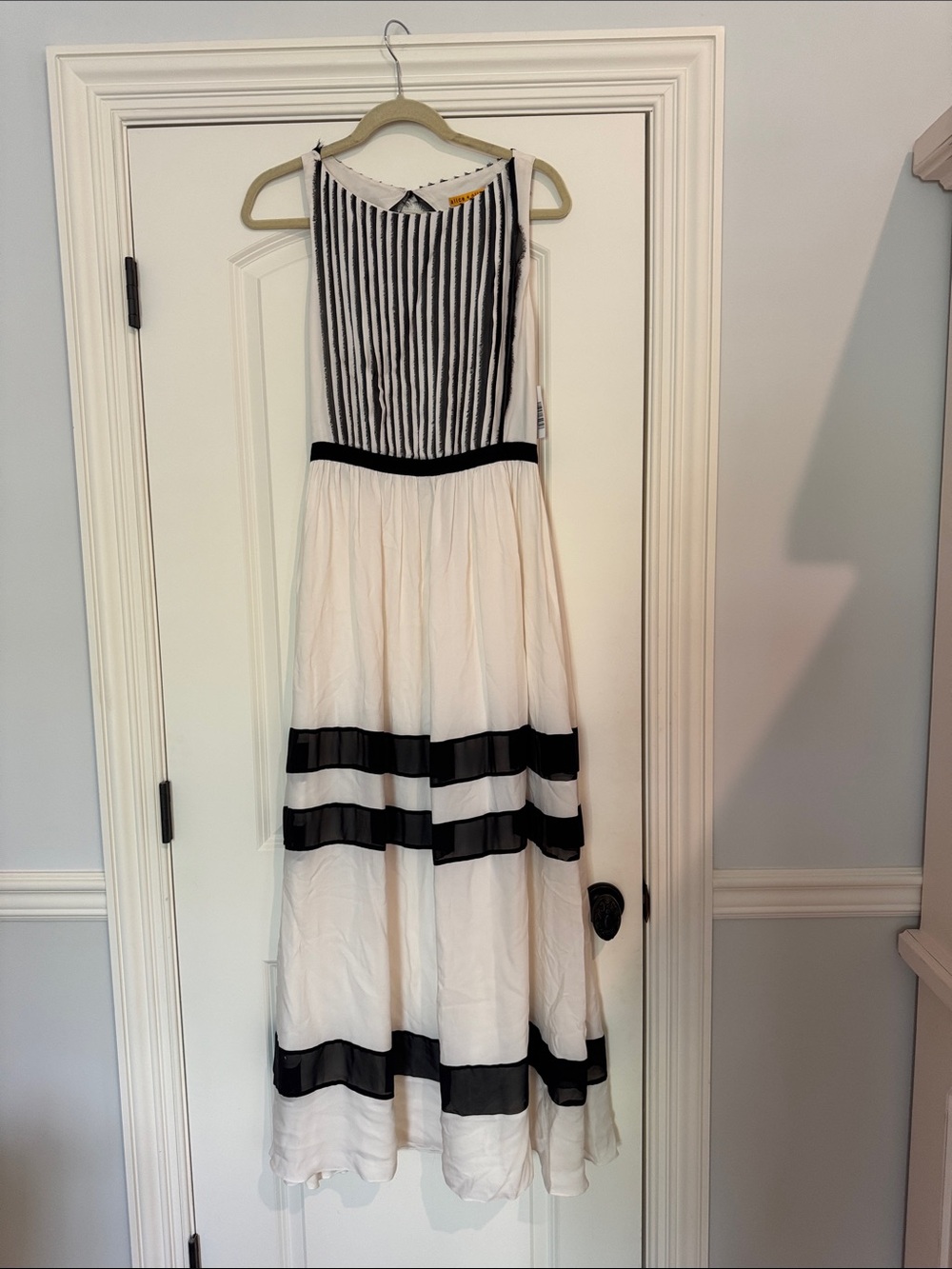 NWT Alice + Olivia Black and White Striped Bodice Maxi Dress